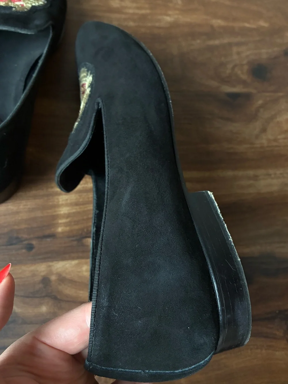 Roberto Cavalli Black Suede Embroidered Crest Smoking Slipper Loafers Size:EU 45